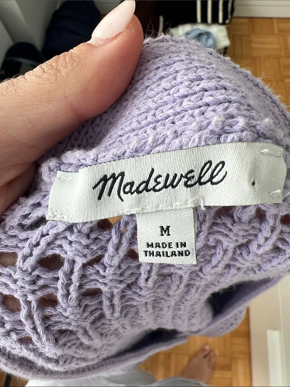 Madewell Lavender Open-Knit Button Cardigan - Picture 2 of 3